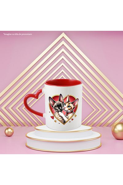 StoryGift Romania Mug with 2 Sphynx cats | illustration | hearts | collar | affection | Valentine, With, STG.