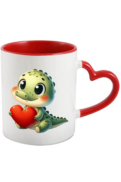StoryGift Romania Mug with a baby crocodile holding a heart | illustration | care | childhood | , With ,STG .