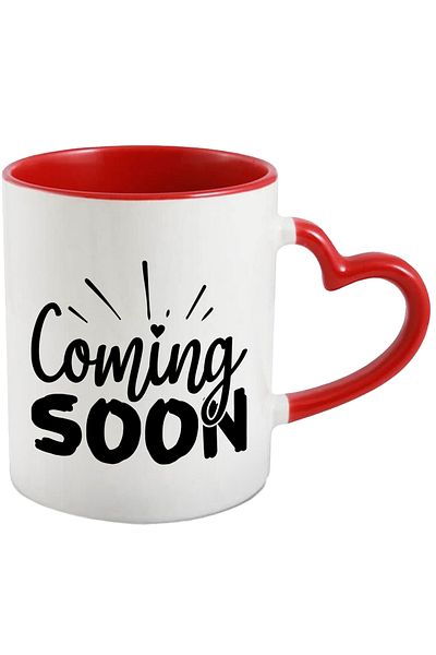 StoryGift Romania Mug with heart and the text in English "Coming soon" - coming soon with Heart Handle, With, STG