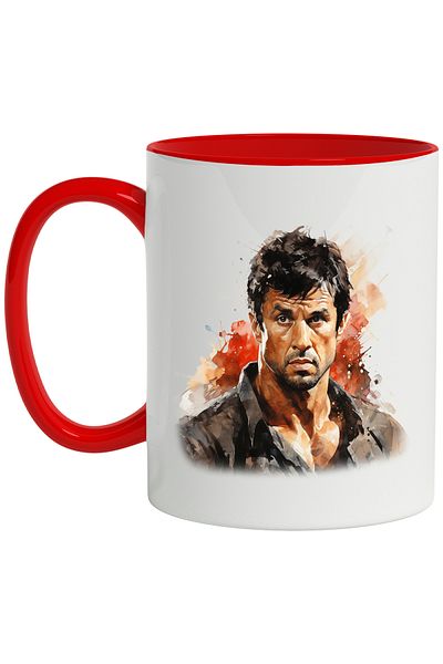 StoryGift Romania Mug With Sylvester Stallone, Actor, Director, Celebrity, Multicolor 330 ml, Wax, With ,STG