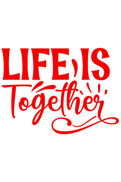 StoryGift Romania Sticker Autocolant 30CM Exterior cu mesajul "Life is together" - viata e impreuna , Vinyl Rosu