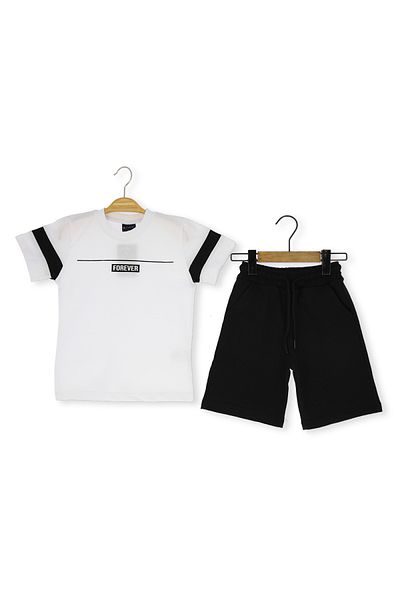 Atabay Kids Atabay 211-05-25 Men's Suit with Pocket Shorts Forever Printed 5/12 Years