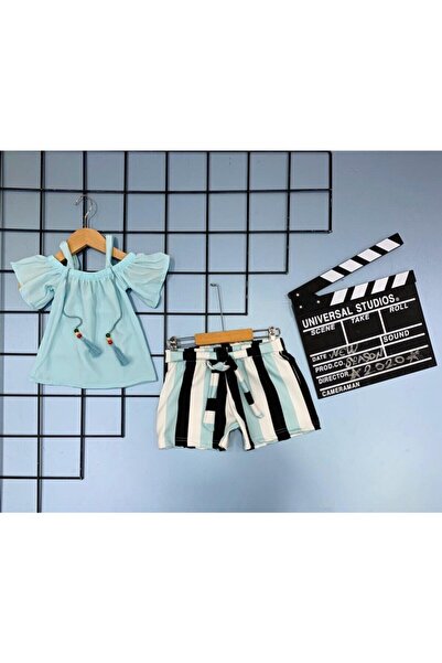 UMKEM Costum pentru fetiță cu pantaloni scurți cu bretele Vârsta 3-10