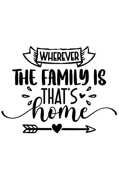StoryGift Romania Sticker Autocolant 30CM Exterior cu inimioare si textul "Wherever the family is, that's home"