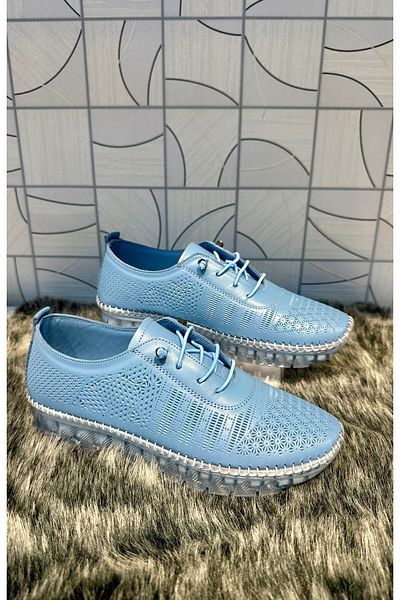 Anıl Ayakkabı BRN 701 - 1 Denim Albastru Piele autentică Cauciuc Detaliu șiret Imprimat Transparente Zilnic Ortopedic Pantofi ocazionali