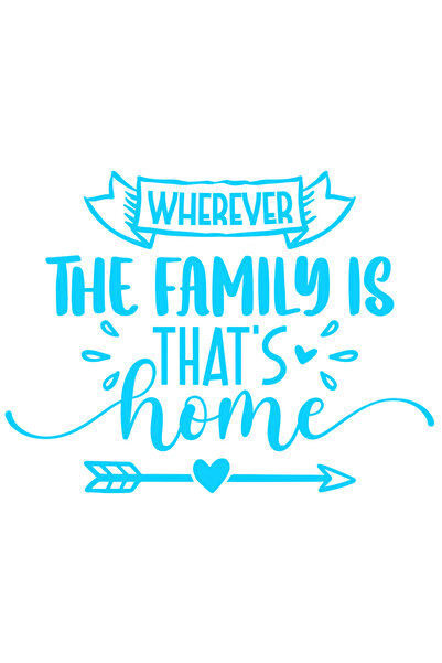 StoryGift Romania Sticker Autocolant 30CM Exterior cu inimioare si textul "Wherever the family is, that's home"