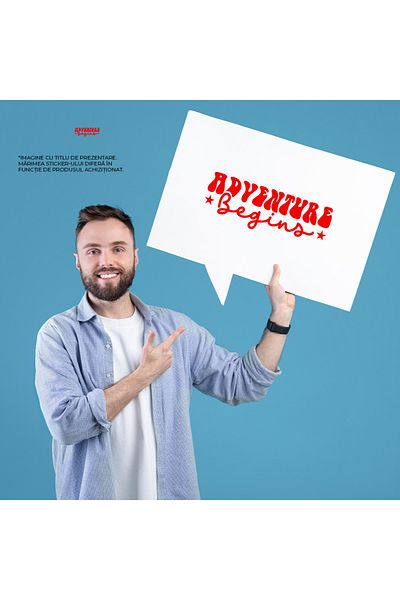 StoryGift Romania Sticker Autocolant 70CM Exterior pentru iubitorii de aventura cu textul in engleza "Adventure