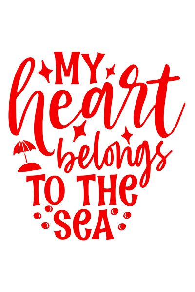 StoryGift Romania Sticker Eticheta 50CM Exterior cu mesajul "My heart belongs to the sea" - inima mea ii apartin