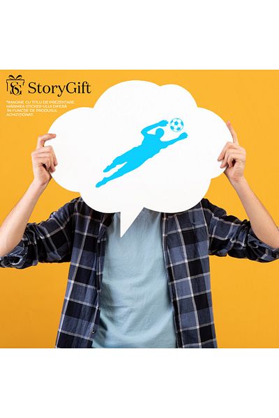 StoryGift Romania Sticker Autocolant 30CM Exterior cu un portar care incearca sa apere poarta - minge de fotbal