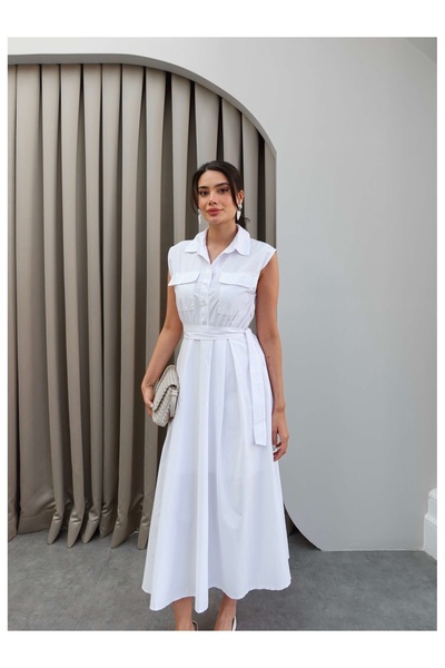 ESRAHELVACI Shirt Collar Poplin Dress