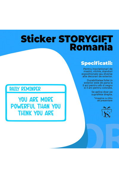 StoryGift Romania Sticker Label 40CM Exterior with motivational text "You are much stronger than you think you are"