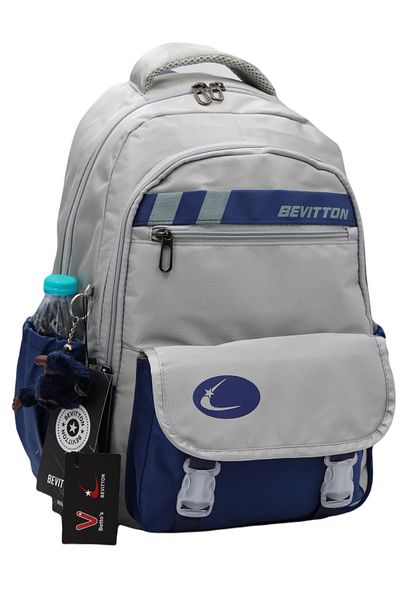 Bevitton Bvt-34300 Σχολική τσάντα Αδιάβροχη Ειδική Υφασμάτινη Σχολική Τσάντα Γκρι-σκούρο μπλε