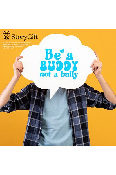 StoryGift Romania Sticker Eticheta 40CM Exterior cu mesaj care te indeamna sa fii un amic, nu un agresor , Vinyl