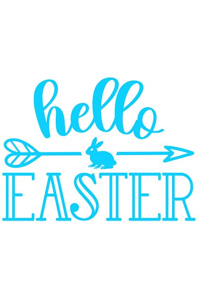 StoryGift Romania Sticker Autocolant 70CM Exterior cu iepuras si cu textul "Hello, Easter" - Paste sarbatoare ,