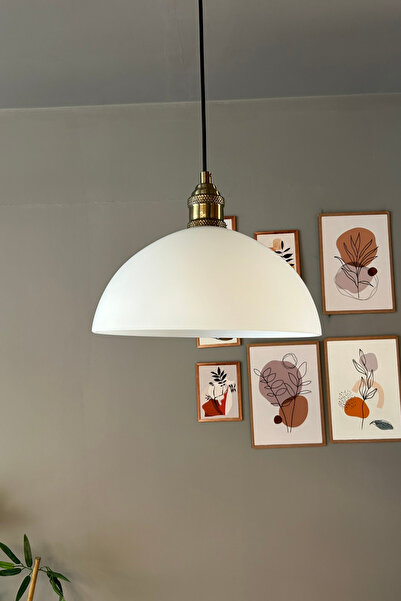 Bamyum Perry Cam Tekli Avize Lale Beyaz Başlık Retro Sarkıt Lamba Restoran Salon Aydınlatma