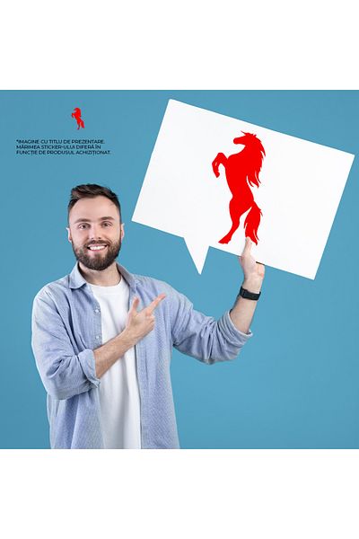 StoryGift Romania Sticker Adeziv 90CM Exterior cu un cal care s-a ridicat pe picioarele din spate , Vinyl Rosu, 90 cm