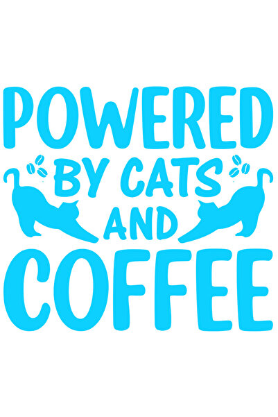 StoryGift Romania Sticker Adeziv 90CM Exterior pentru iubitorii de pisici cu textul "Powered by cats and coffee"