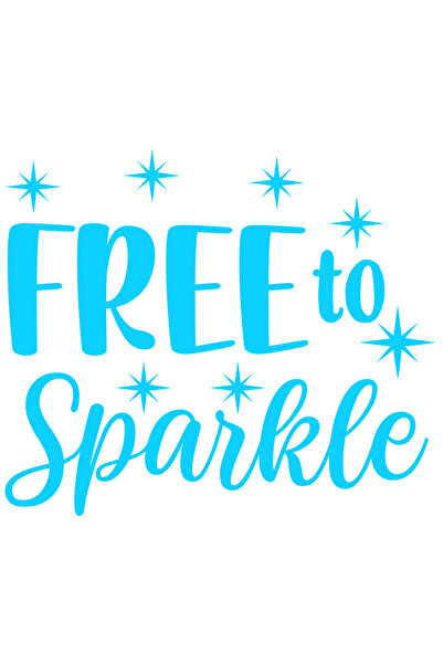 StoryGift Romania Sticker Exterior cu mesajul "Free to sparkle" - liber sa sclipesti stelute , Vinyl Albastr