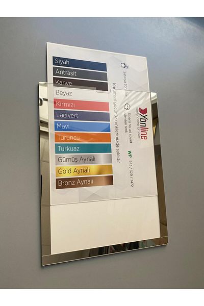 Yönline A4 Silver Mirror Document Frame Easy to Change Self-Adhesive Wall and Door Type Foil Holder