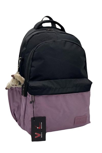 Bevitton Αδιάβροχο Custom Betto's Fabric Unixes Μαύρο-Δαμάσκηνο Casual School Backpack 34100