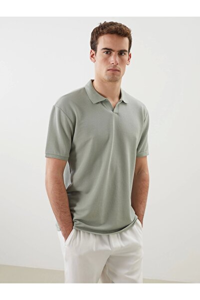 LC Waikiki Ανδρικό μπλουζάκι LCW Vision με πράσινο γιακά πόλο και κοντό μανίκι