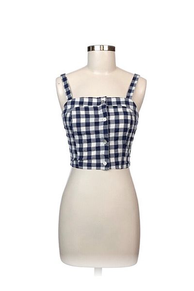 İNCİ MABEL BUTİK Strappy Gingham Crop Blouse