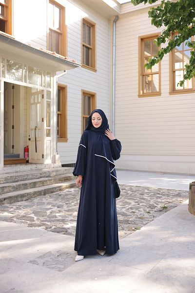 KADEEM Ribbed Self Shawl Abaya Bat-medina silk