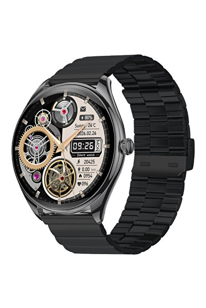 LOGIA Ultra Thin Akıllı Saat Yuvarlak Çelik Kasa Metal Kordon