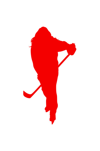 StoryGift Romania Sticker Adeziv 90CM Exterior cu o jucatoare de hochei care tine o crosa , Vinyl Rosu, 90 cm