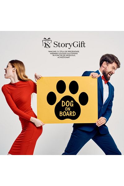 StoryGift Romania Sticker Adeziv 90CM Exterior pentru cei care au un caine la bord , Vinyl Negru, 90 cm