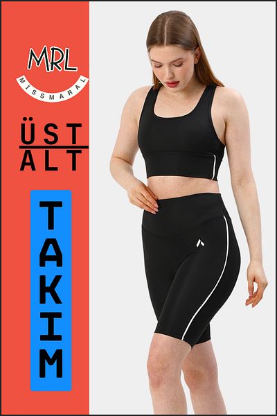 missmaral Set de 2 piese pentru femei, pantaloni scurți, pantaloni scurți și bustieră sport cu tampoane, cu țevi albe
