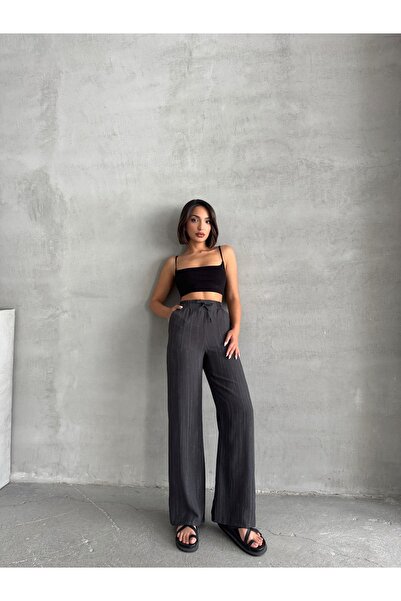 Miss Prova Широкі штани з шнурком на штанинах, з суміші льону, Mısppl2636