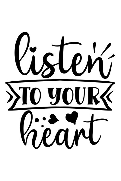 StoryGift Romania Sticker Eticheta 40CM Exterior cu inimioare care te indeamna sa iti asculti inima , Vinyl Negr