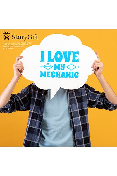 StoryGift Romania Sticker Autocolant 70CM Exterior pentru femeile care isi iubesc mecanicii , Vinyl Albastru, 70 cm