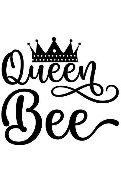 StoryGift Romania Sticker Exterior cu o coroana regala si textul "Queen bee" - regina albinelor , Vinyl Negr