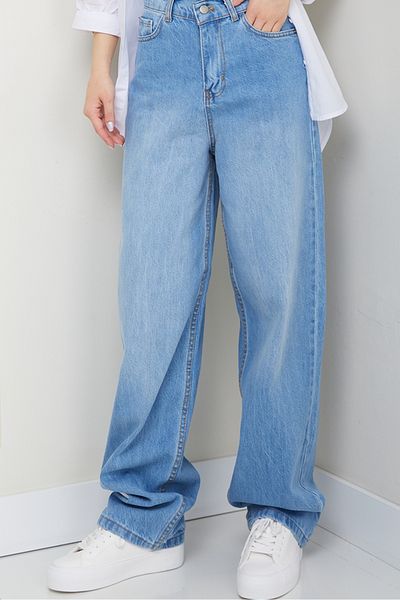 Bestenur Flowy Baggy Jeans 1513 - Ανοιχτό μπλε