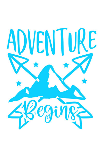 StoryGift Romania Sticker Exterior cu munti si sageti cu mesajul in engleza "Adventure begins" - aventura in