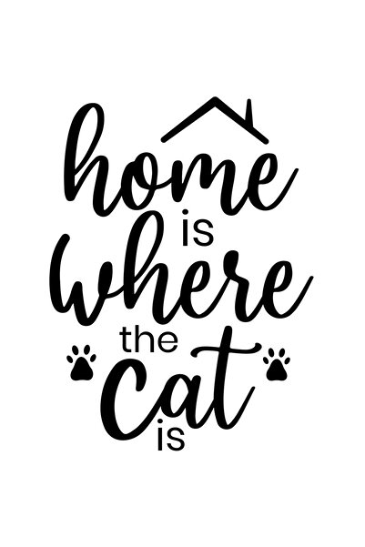 StoryGift Romania Sticker Autocolant 70CM Exterior pentru iubitorii de pisici cu textul "Home is where the cat i