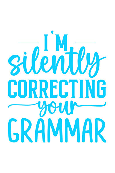 StoryGift Romania Sticker Eticheta 40CM Exterior cu textul "Iti corectez in tacere gramatica" , Vinyl Albastru, 40 cm