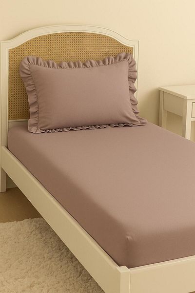 MundoLindo Fitted Sheet Set Single 2 Pieces Ruffled Pillowcase Included