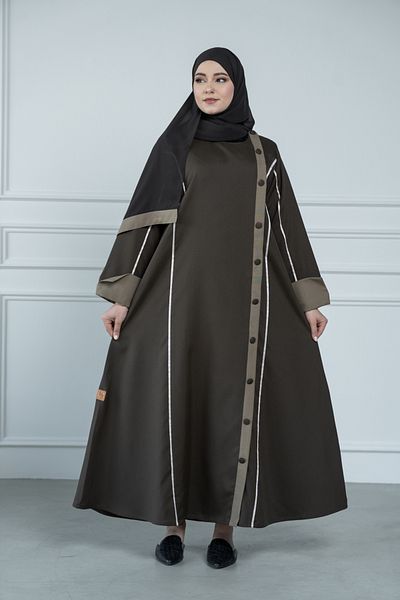 LAVİNİA Lavinia women's abaya, crepe fabric buttons, mini mint, quarter cloche