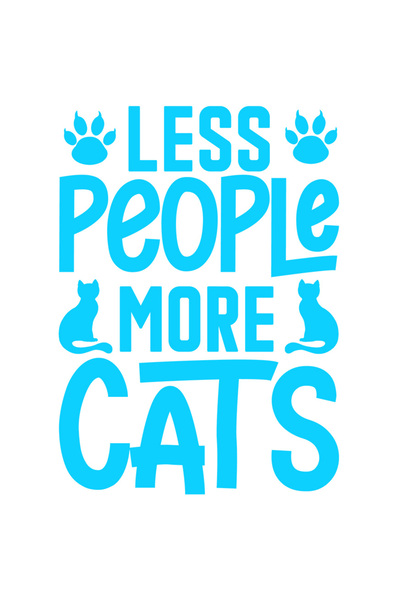 StoryGift Romania Sticker Exterior cu textul in engleza "Less people, more cats" - mai putini oameni mai mul