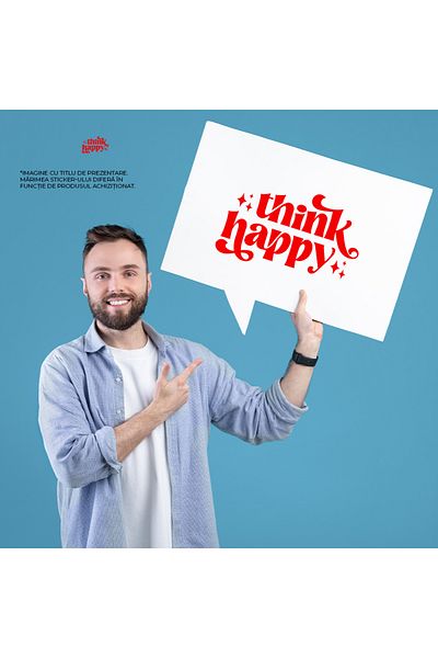 StoryGift Romania Adhesive Sticker 90CM Exterior with a message that encourages you to think happy - "Think happy", V