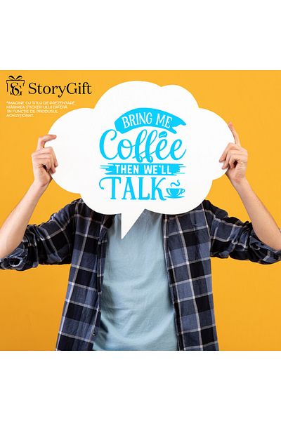StoryGift Romania Sticker Eticheta 40CM Exterior pentru cei care nu discuta pana cand nu le aduci cafea , Vinyl
