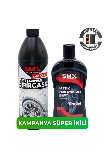 SMX Premium %60 Cilalı Fırçasız Oto Şampuanı 750 ml + +Jel Lastik Parlatıcı 5...