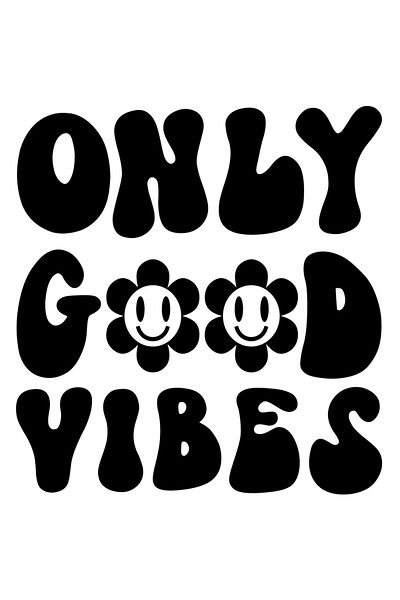 StoryGift Romania Sticker Eticheta 40CM Exterior cu floricele si mesajul in engleza "Only good vibes" , Vinyl Ne