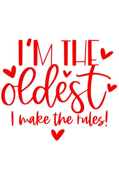 StoryGift Romania Adhesive Sticker 90CM Exterior with hearts and the text "I'm the oldest. I make the rules!"