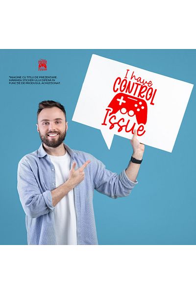 StoryGift Romania Sticker Exterior cu un controller si textul "I have control issue" - am o problema cu cont