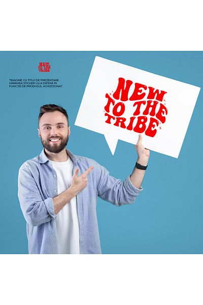 StoryGift Romania Sticker 70CM Exterior for newcomers to the world with the message "New to the tribe" - no