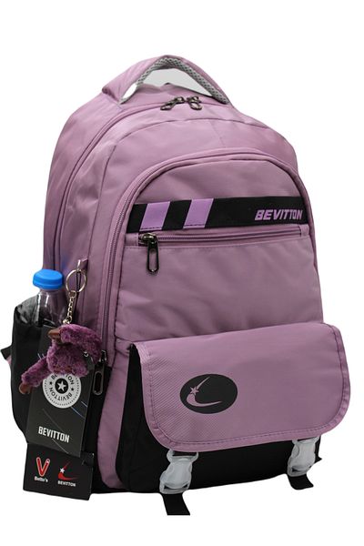 Bevitton Bvt-34300 Σχολική τσάντα Αδιάβροχη Ειδική Υφασμάτινη Σχολική Τσάντα Πλάτης Plum-μαύρο